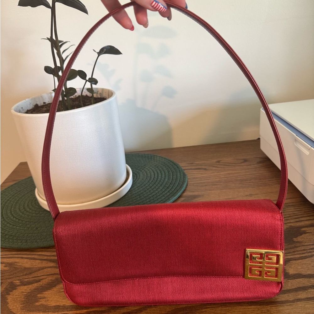 Authentic Givenchy Red Canvas Shoulder Bag